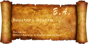 Beszteri Aletta névjegykártya